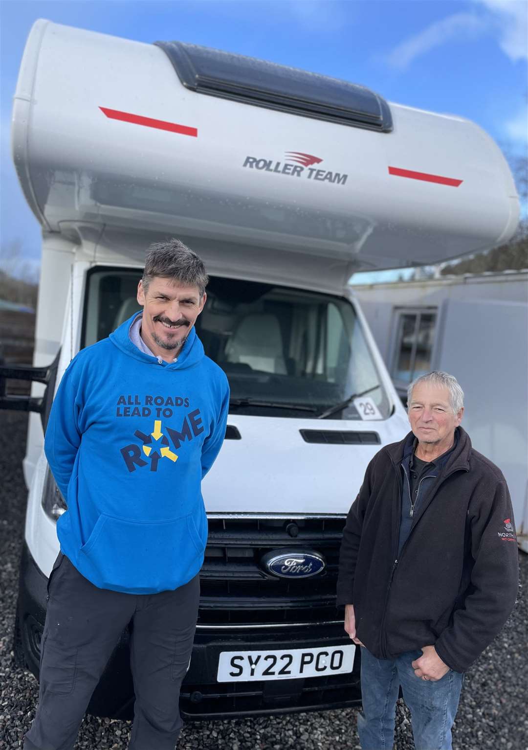 Scottish rugby great Rob Wainwright with North500 Motorhomes operations director Colin Harrison.