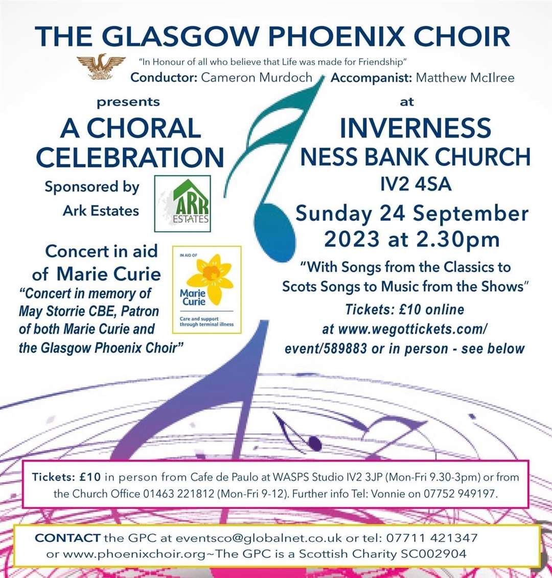 The Glasgow Phoenix Choir perform at Ness Bank Church, Inverness.