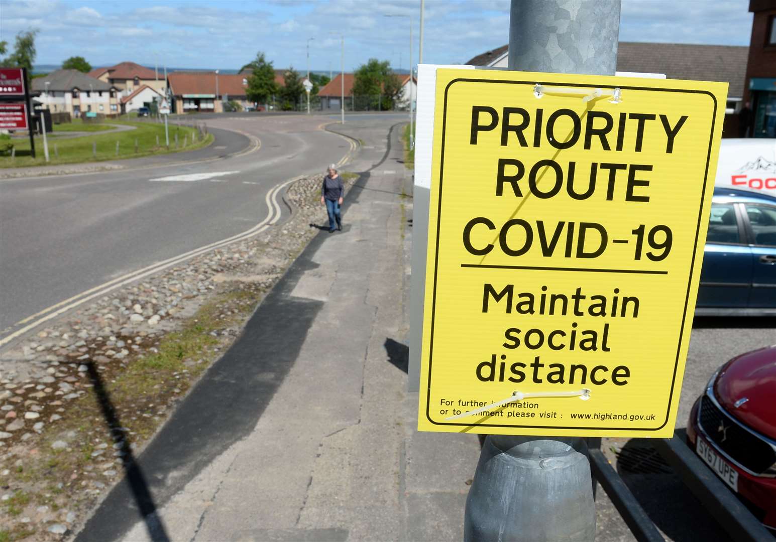 New sign for Active Travel is the Priority Route Covid 19..Sign on Keppoch Road Culloden..Picture: Gary Anthony..