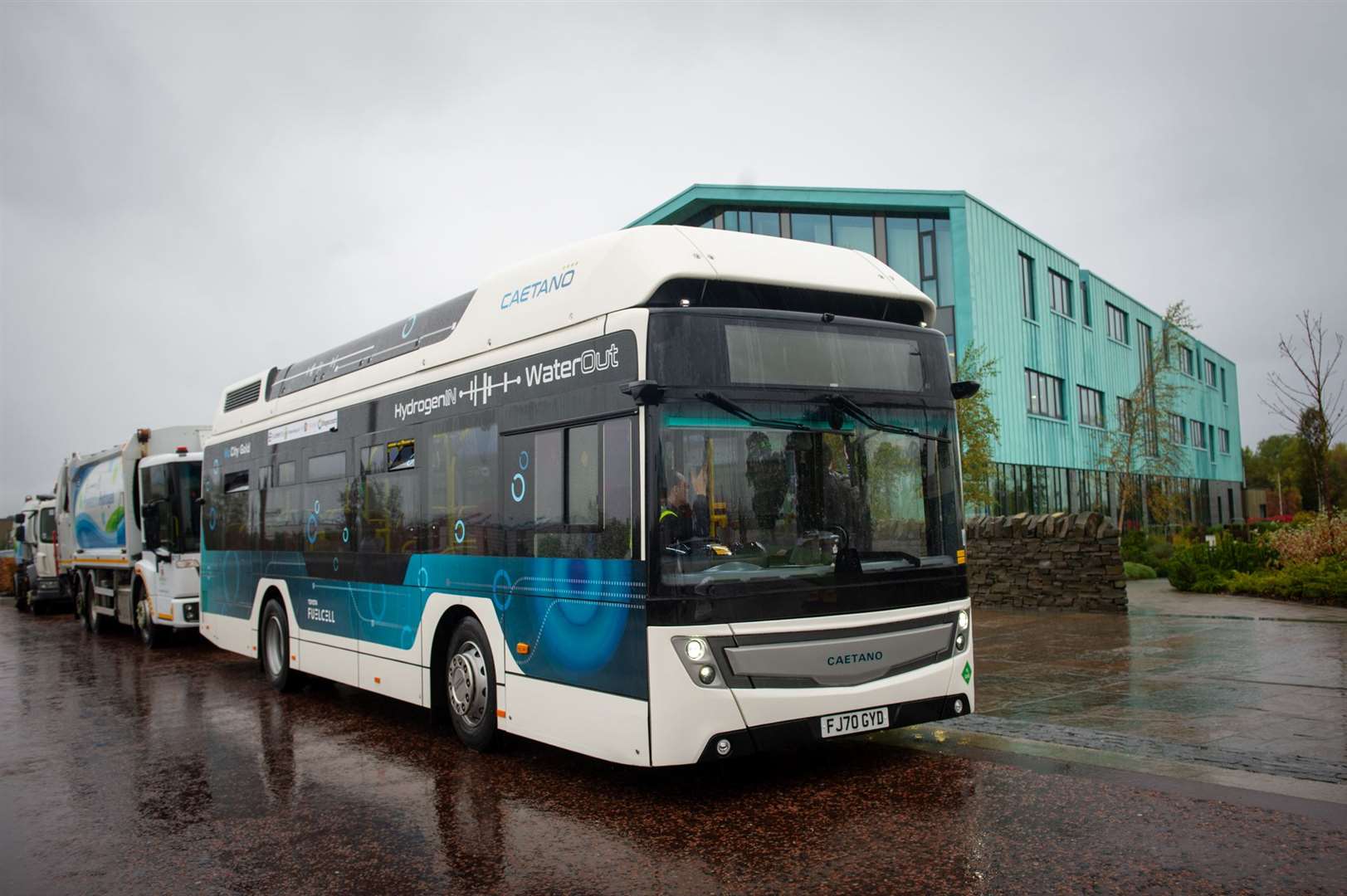 A hydrogen fuel cell bus.