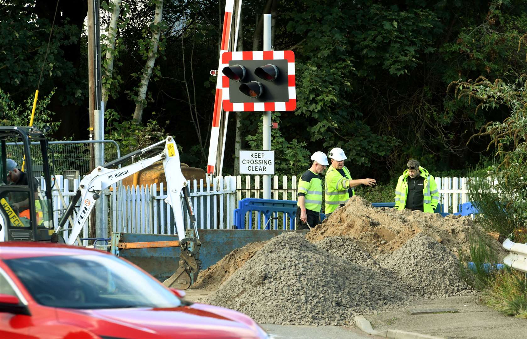 Scottish Water worked over the weekend to repair the burst water main in Harbour Road, close to the Millburn Road roundabout. Picture: James Mackenzie.
