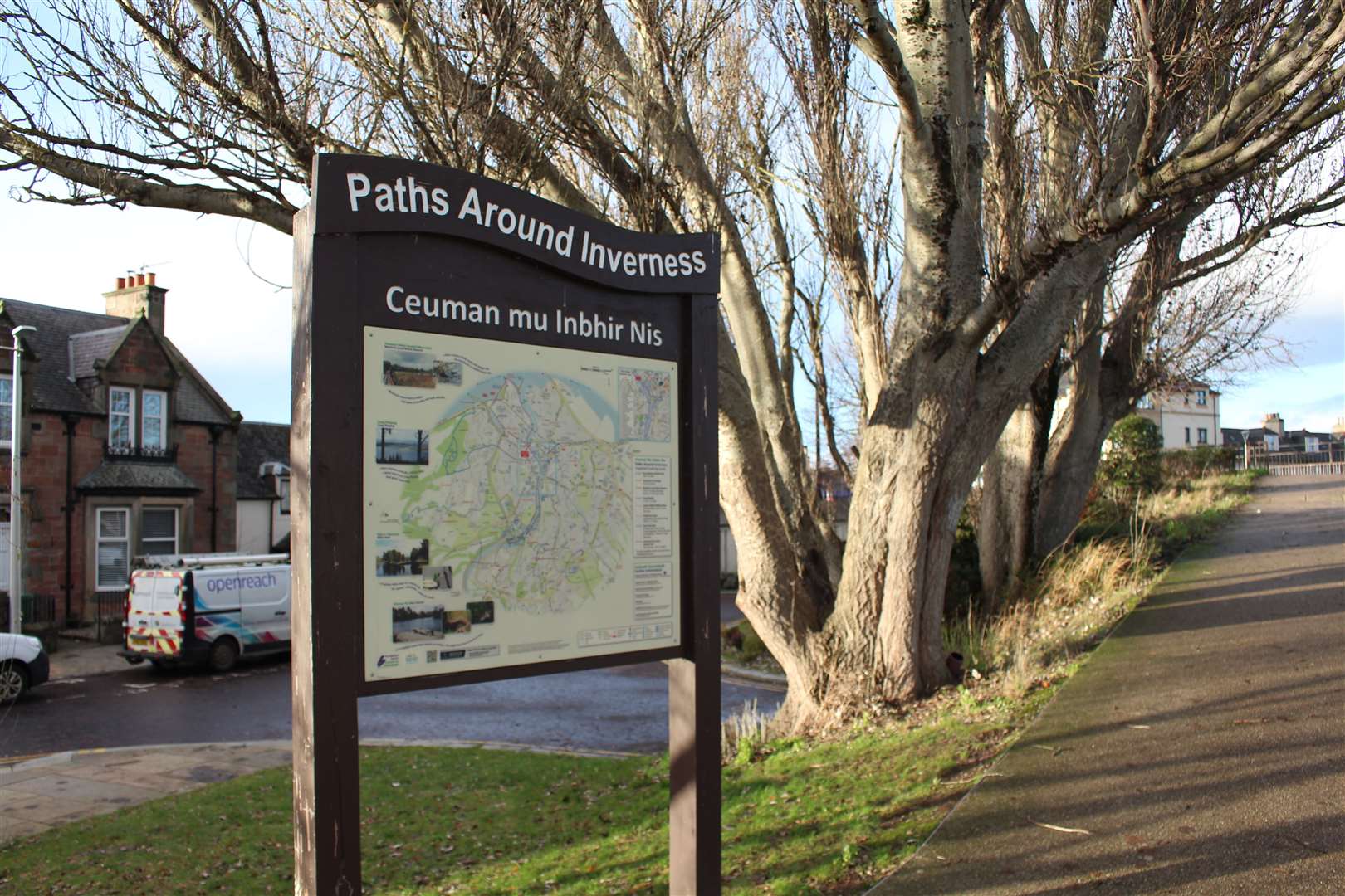 Paths Around Inverness board at the end of Huntly Street.
