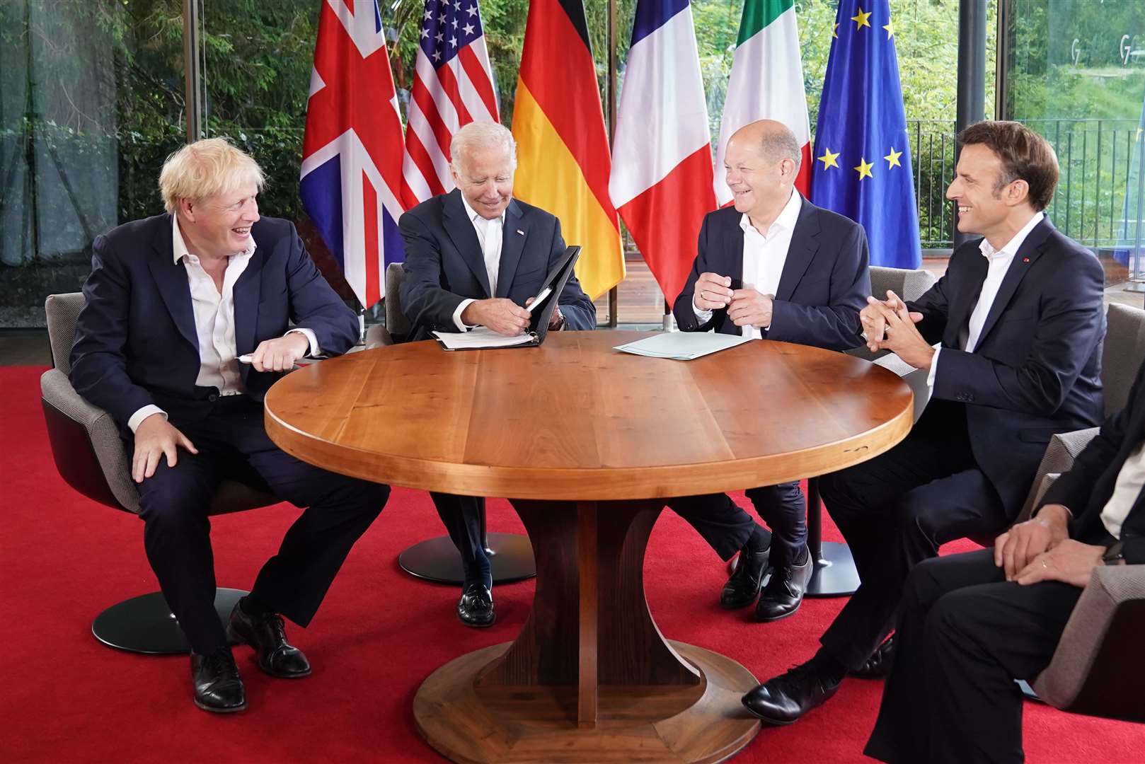 A ‘quad’ meeting between Mr Johnson, Mr Biden German Chancellor Olaf Scholz and President of France Emmanuel Macron (Stefan Rousseau/PA)