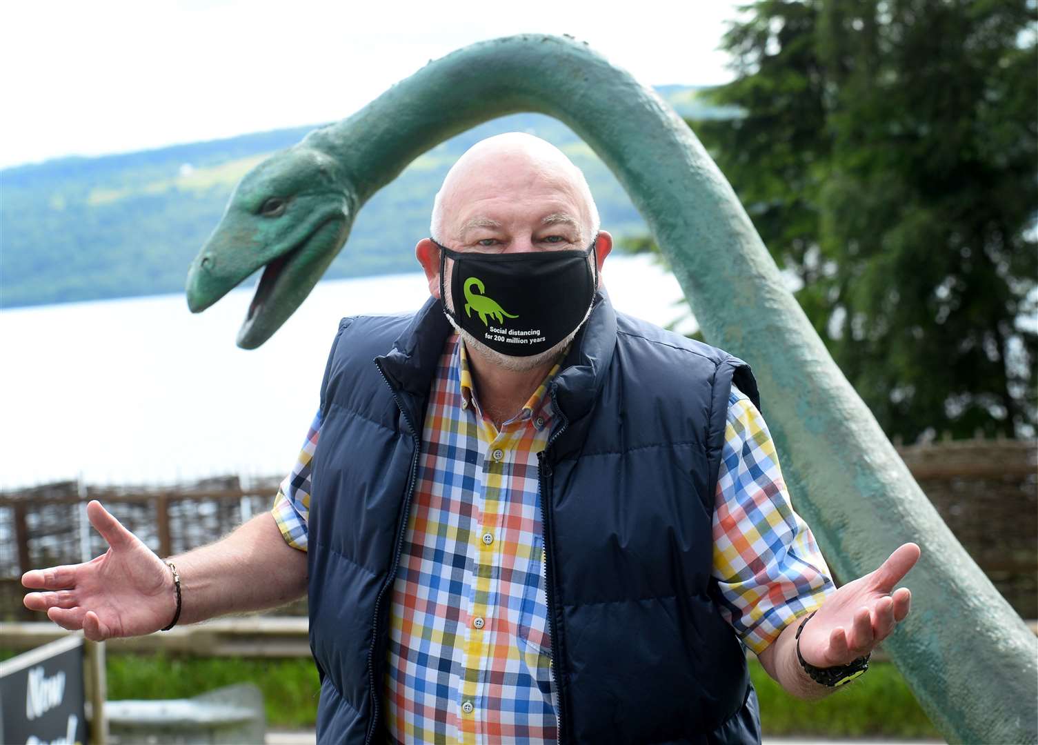 Willie Cameron of Cobbs models the Nessie face mask. Pictures: Gary Anthony