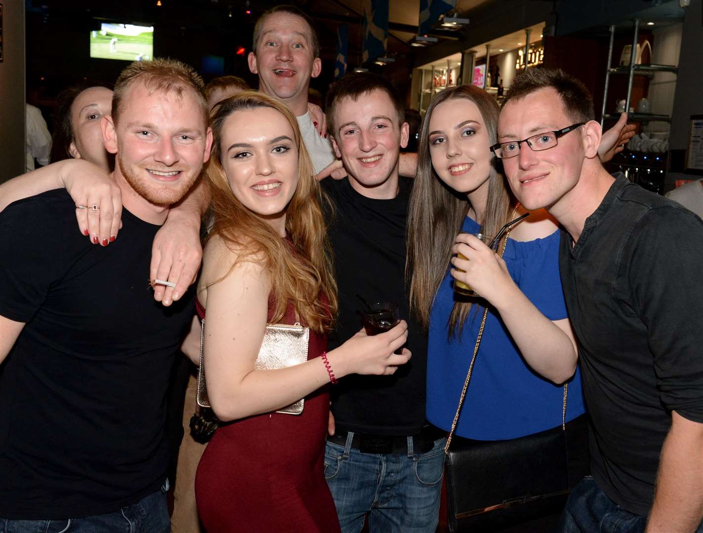 Connor Dewar(centre)from Munlochy parties on his 21st birthday.