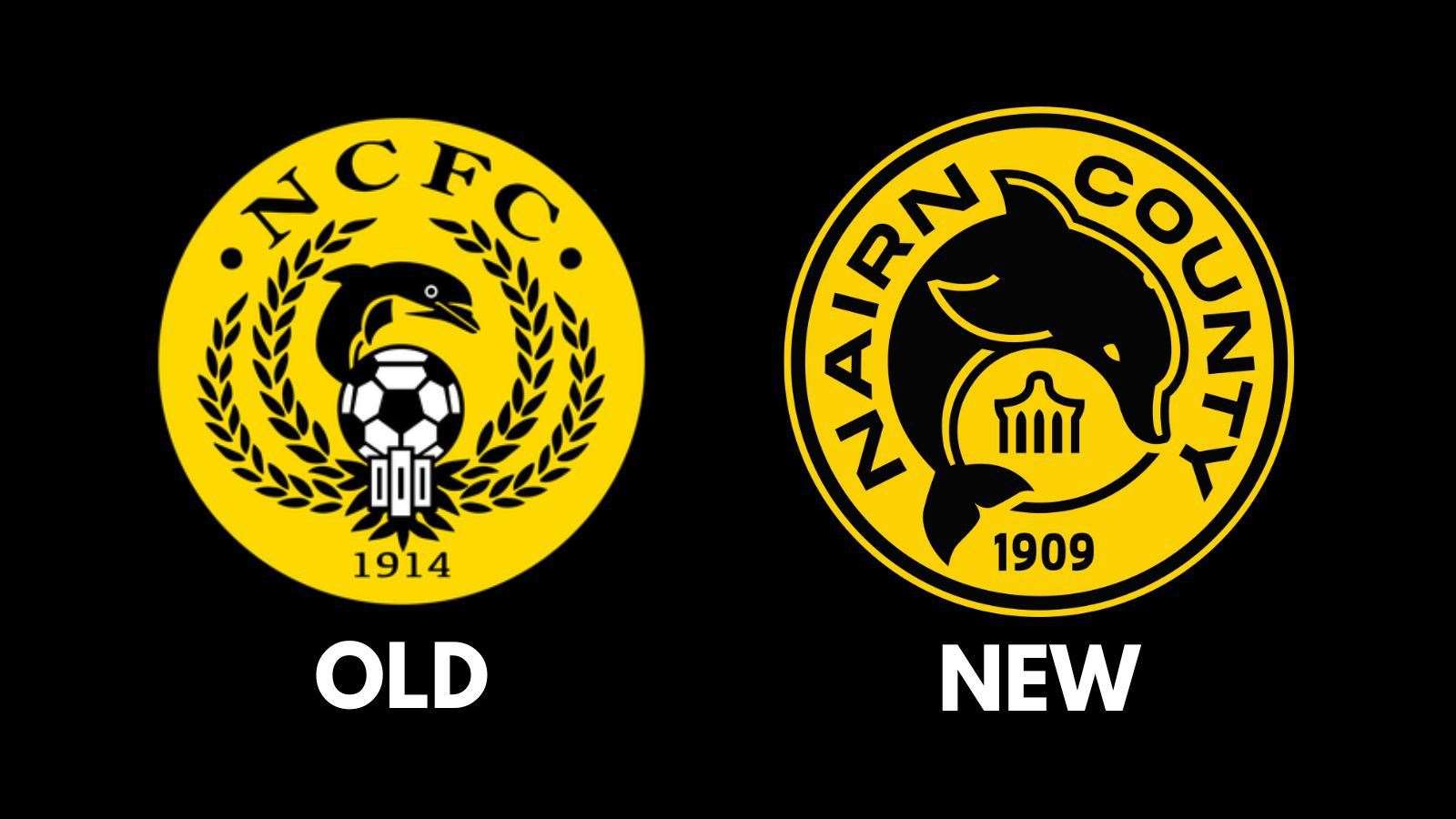 The old and new club badge of Nairn County.
