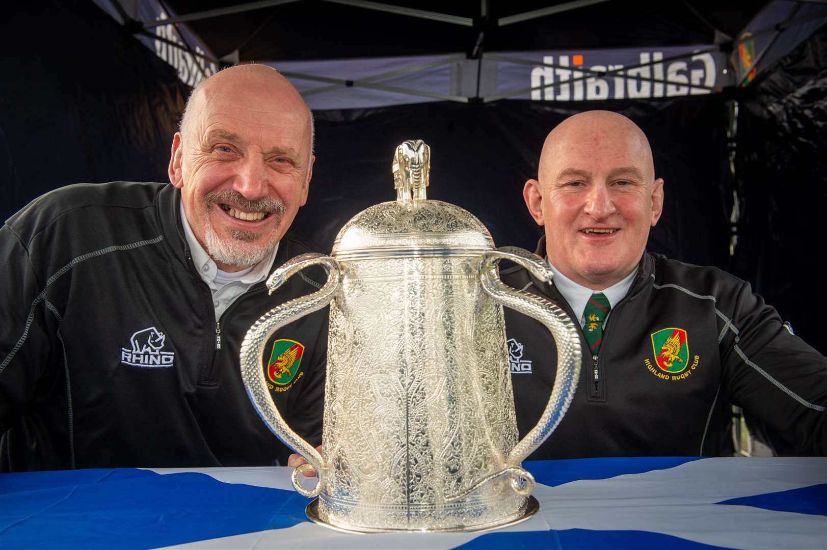 Calcutta Cup at the Highland Rugby Club..Brain Bell Director of Rugby and Graham findlater President ... Photo: Callum Mackay ..
