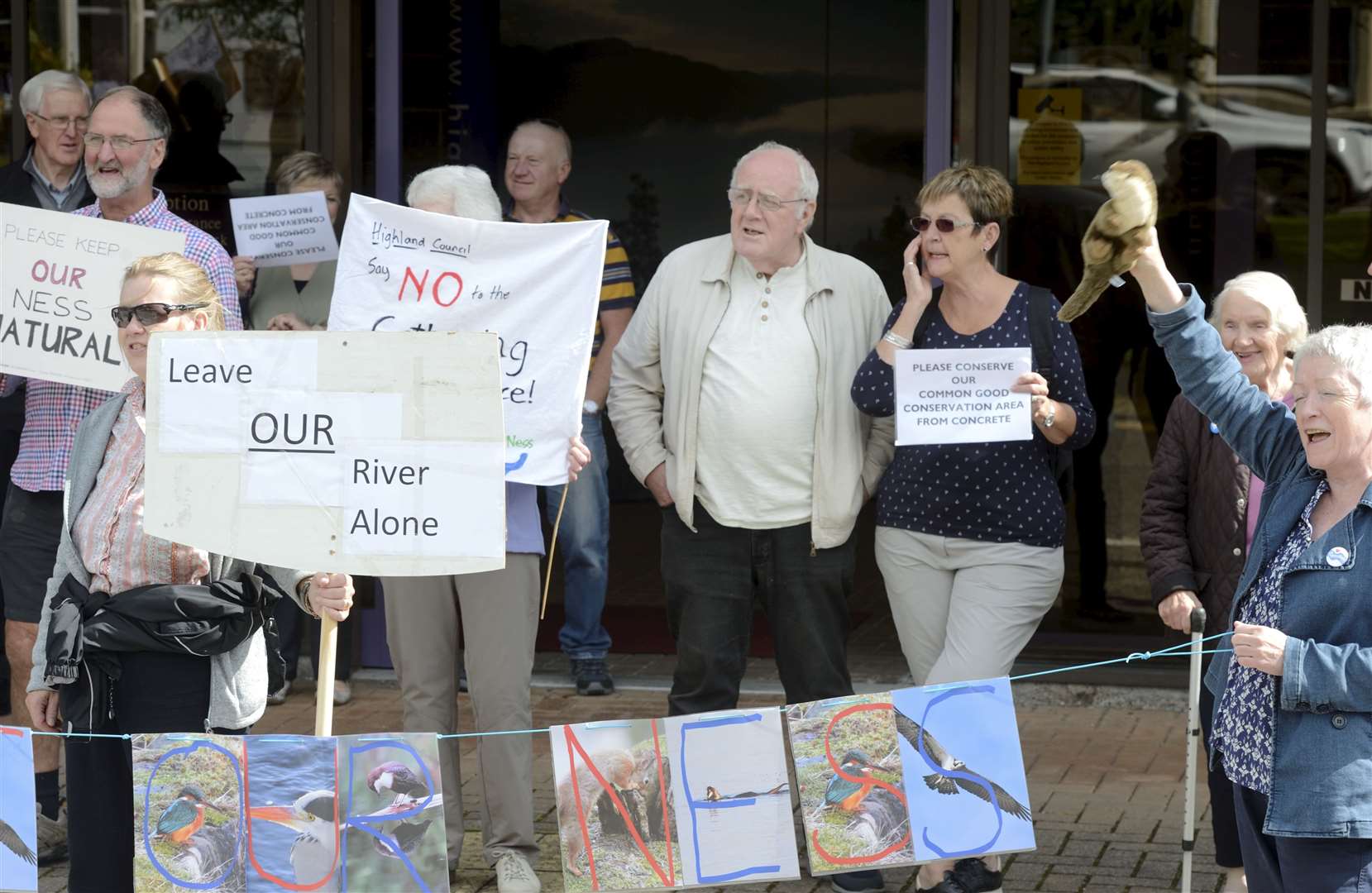 Protesters outside Highland Council headquarters...Picture: James MacKenzie.