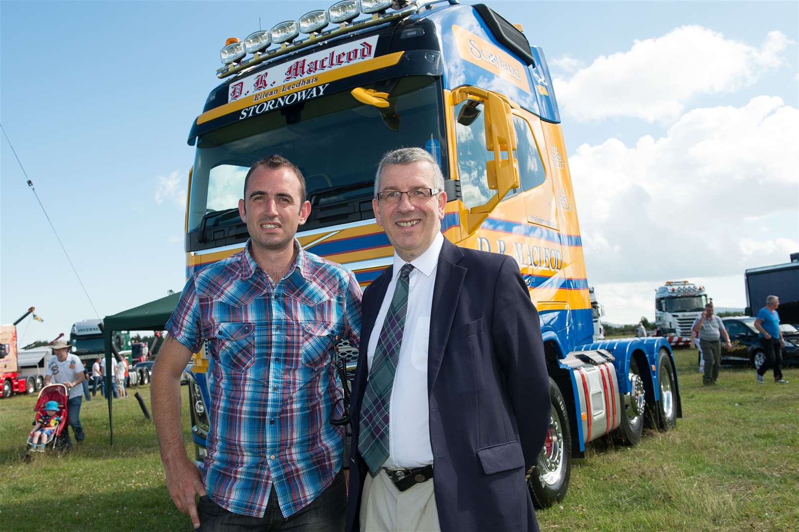 Truckness at Bogbain Farm..Conor McKenna with MSP Dave Stewart at Truckfest...Picture: Callum Mackay. Image No. 022887.