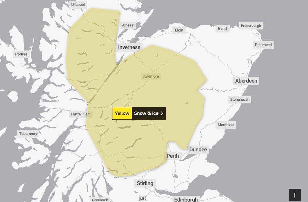 Tonight's weather warning from the Met Office.