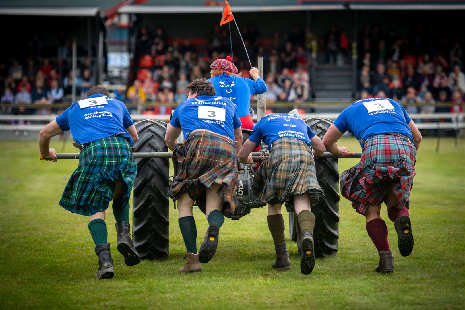 The swish of the kilt on the tractor push at the Black Isle Show. Picture: Callum Mackay