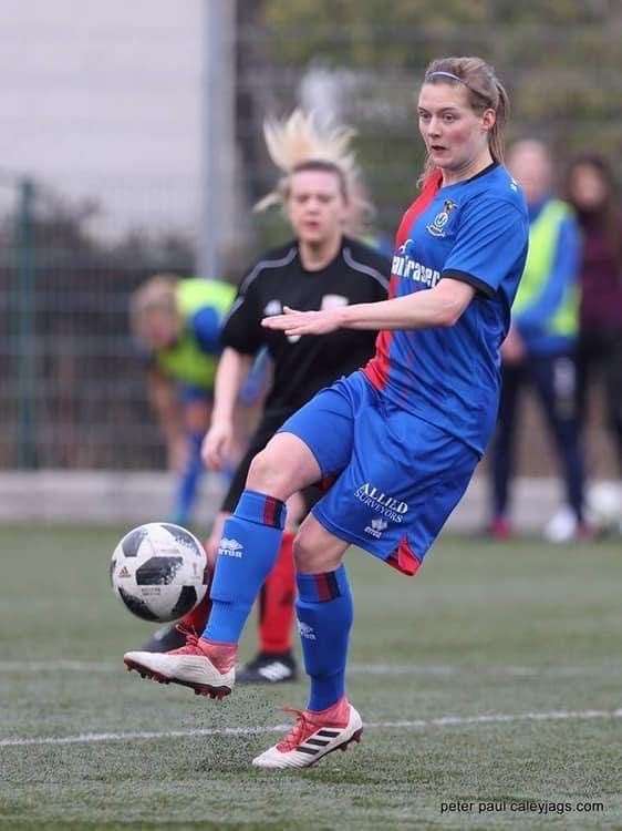 Kirsty Deans looks for an Inverness Caledonian Thistle Women's teammate during a match.