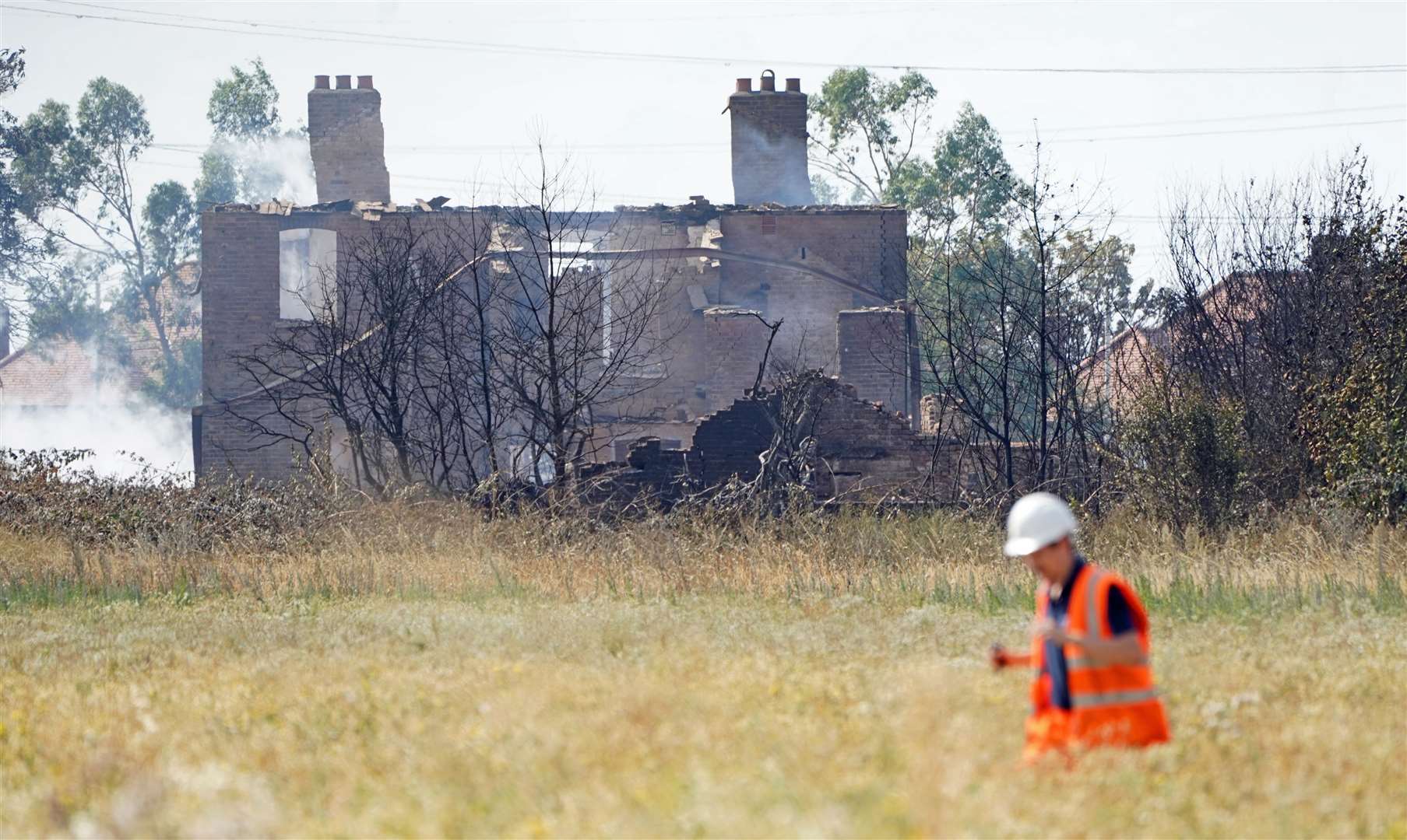 The scene after a blaze in the village of Wennington (Kirsty O’Connor/PA)