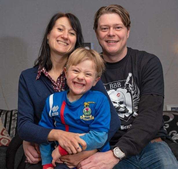 FAMILY MAN: Iain Wilkie with his son Ellis and partner Elisa De Lazzari at home in Grantown.
