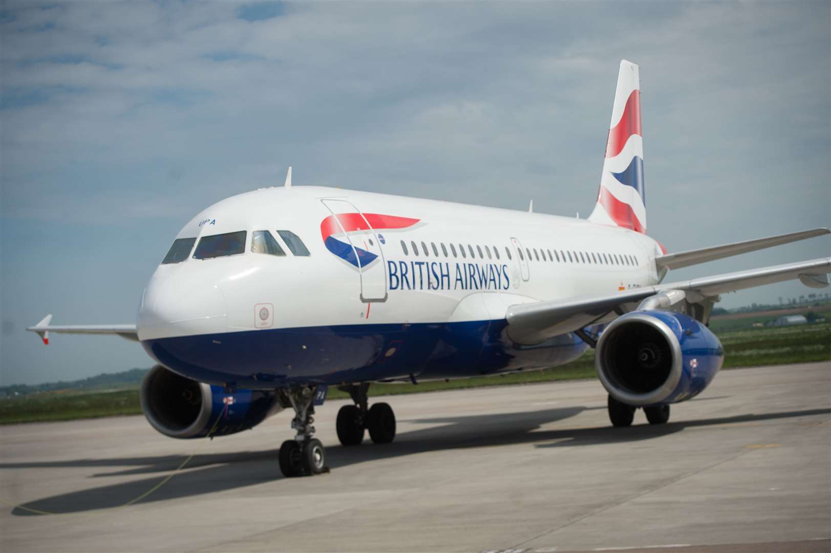 A British Airways jet at Inverness Airport.