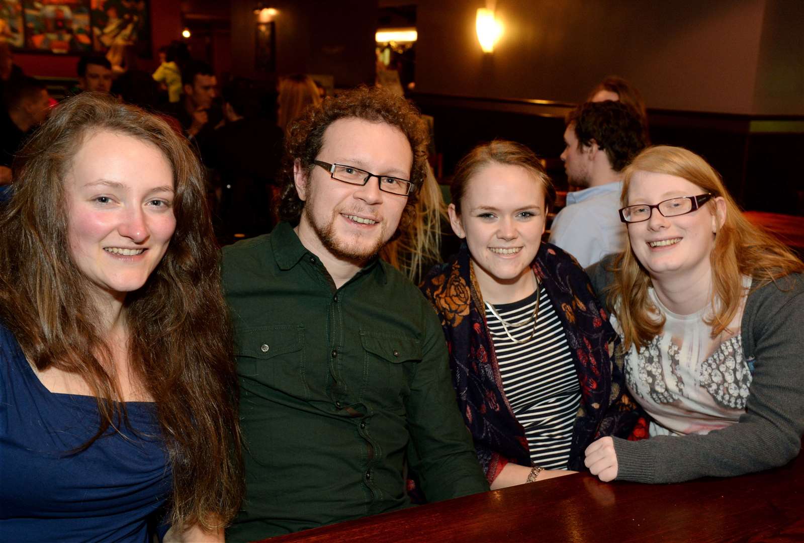 Reunion night for Rachel Lancaster, Chris Walker who is home from Aberdeen, Kirsty Chalmers and Carrie MacRae . Picture: Gary Anthony.