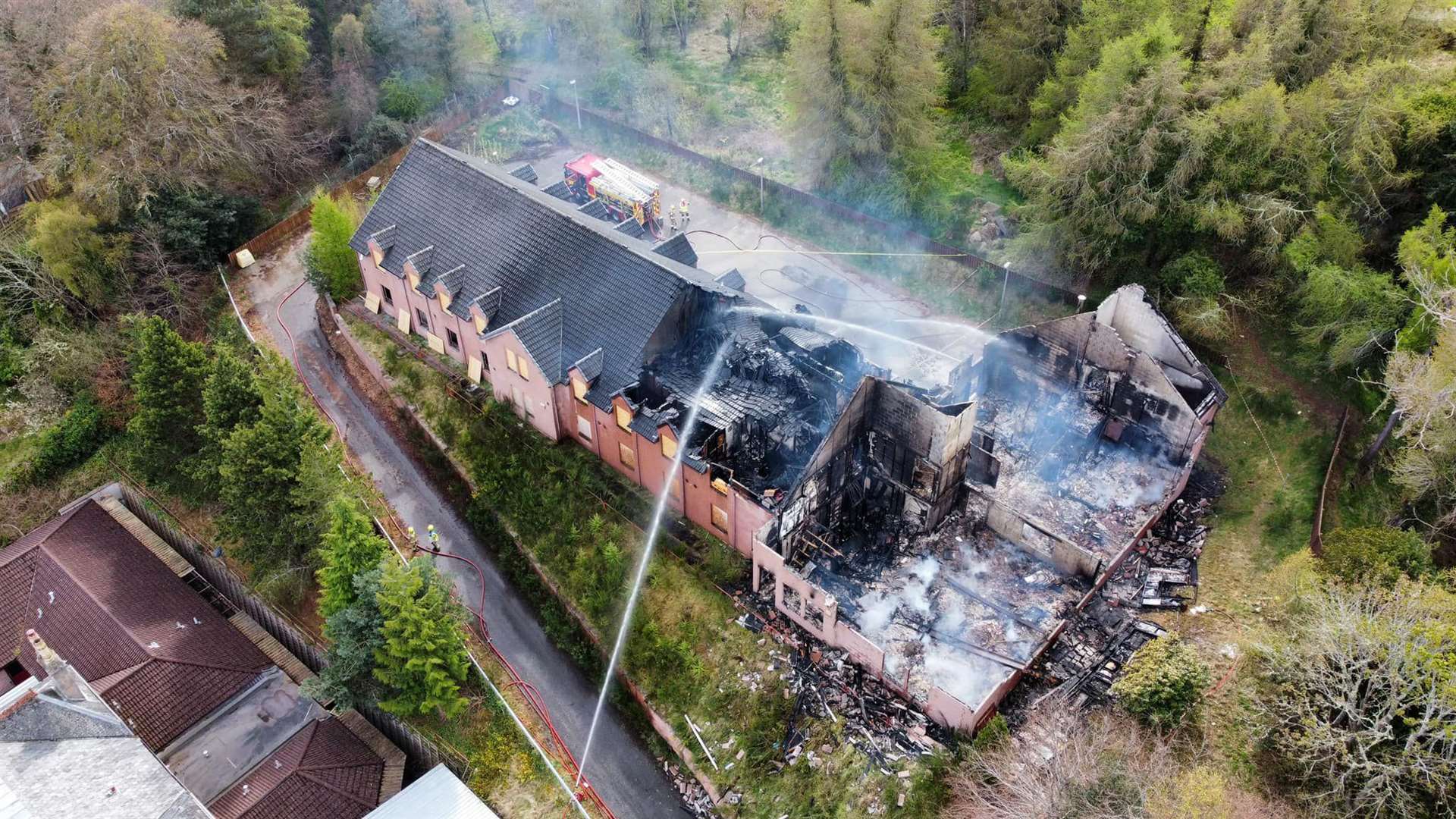 A fire ravaged the former Clachnaharry care home building on Friday. Pictures: George Finlayson.