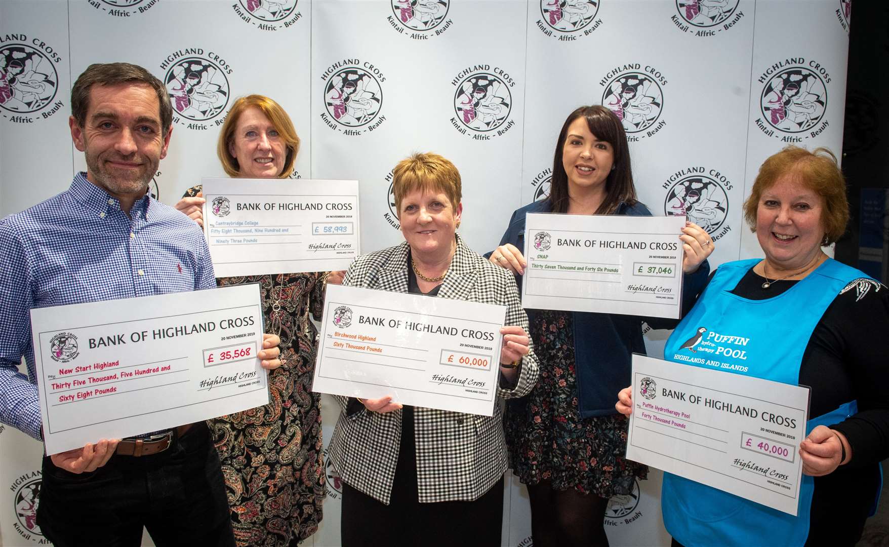 James Dunbar of New Start Highland, Miriam Veals of Cantraybridge College, Annabel Mowat of Birchwood Highland, Jenni Campbell (Special Needs Action Project) and Dr Helen Charley, Puffin Pool.