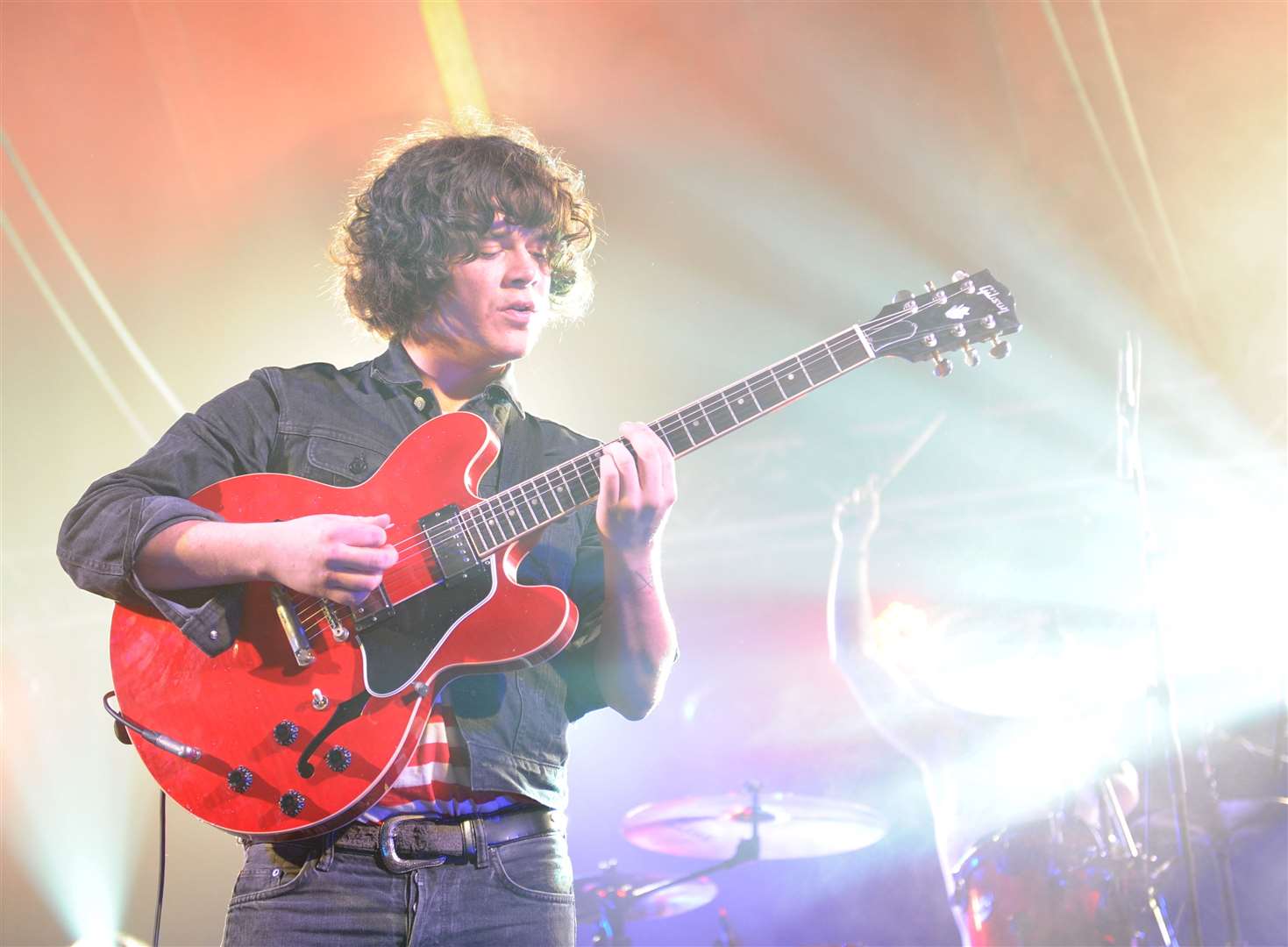 The View's Kyle Falconer at Rockness in 2012 before their scheduled Saturday set was postponed until the Sunday after tent safety concerns stopped the show. Picture: HNM/ Alison White