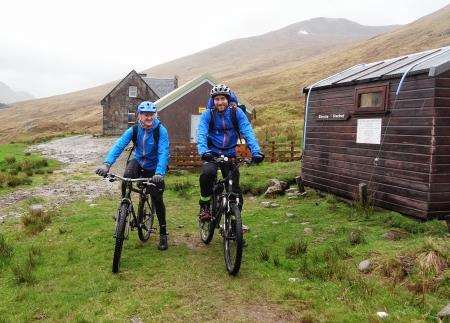 Jim and John ready to roll after a night at Glenuaig bothy.