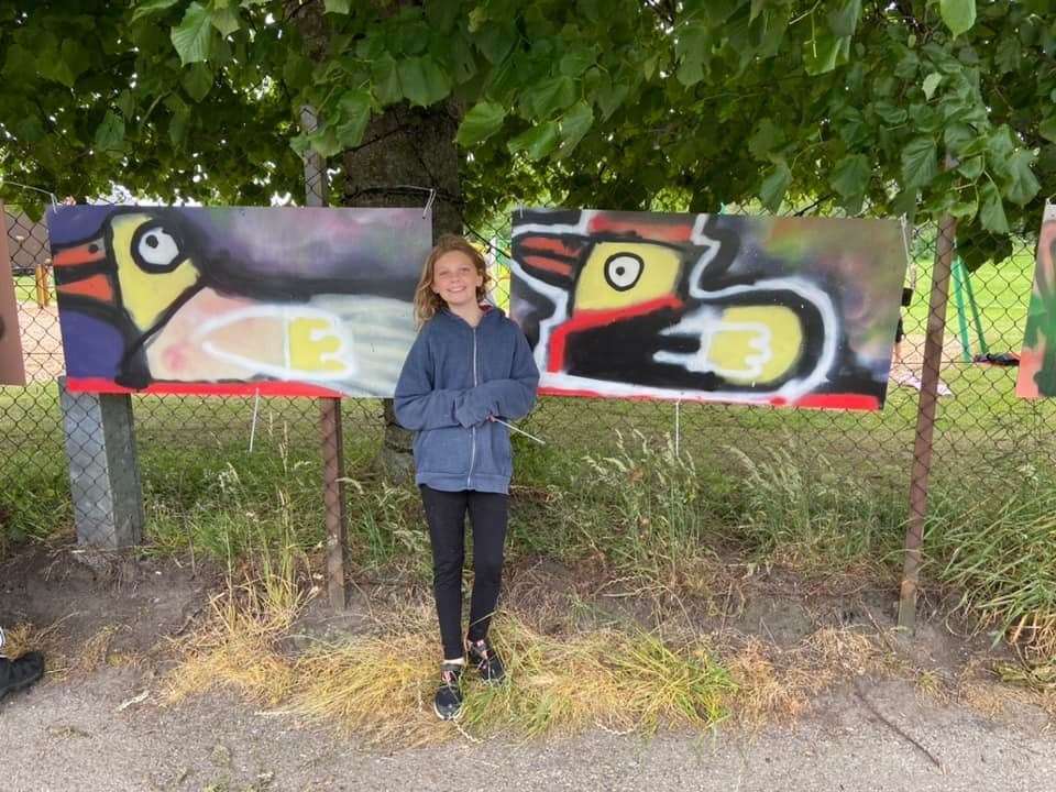 Georgia McDonald with her work of art.