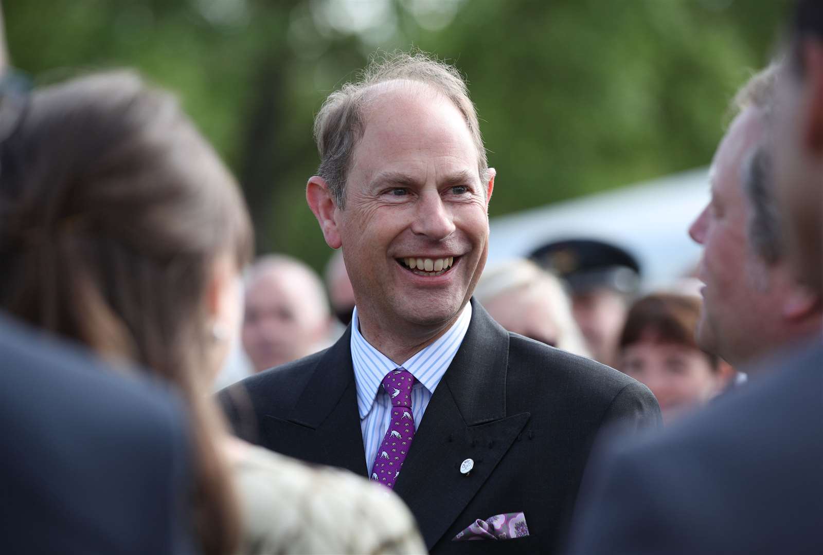 Edward meeting gold award recipients during a Duke of Edinburgh’s Award presentation ceremony in Buckingham Palace garden (Yui Mok/PA)