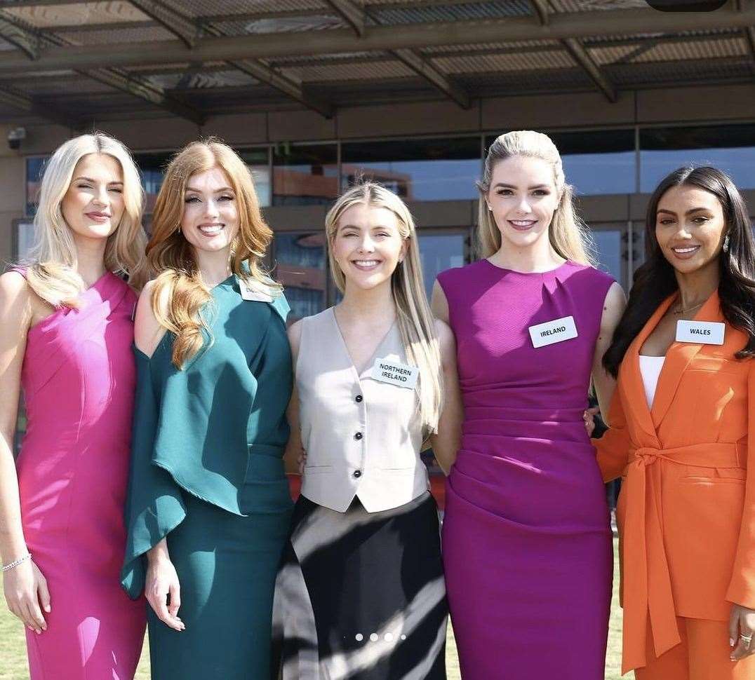 Chelsie with Miss England, Miss Northern Ireland, Miss Ireland and Miss Wales.