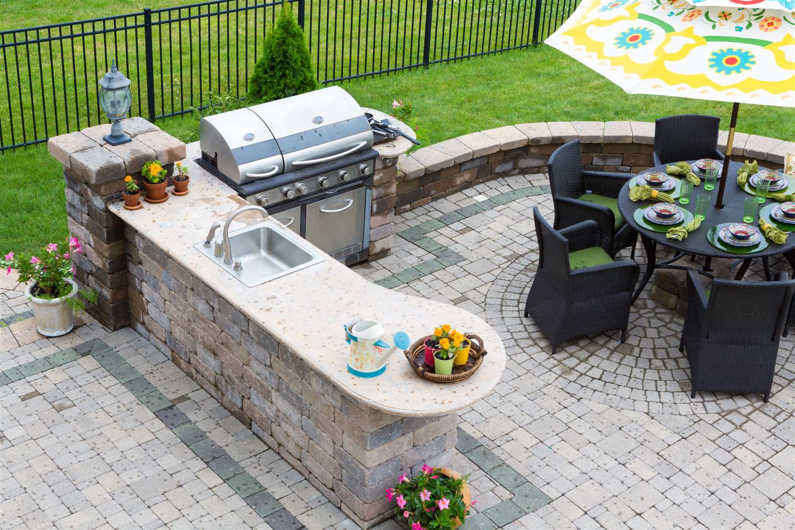 Make an outdoor kitchen for some grown-up fun.
