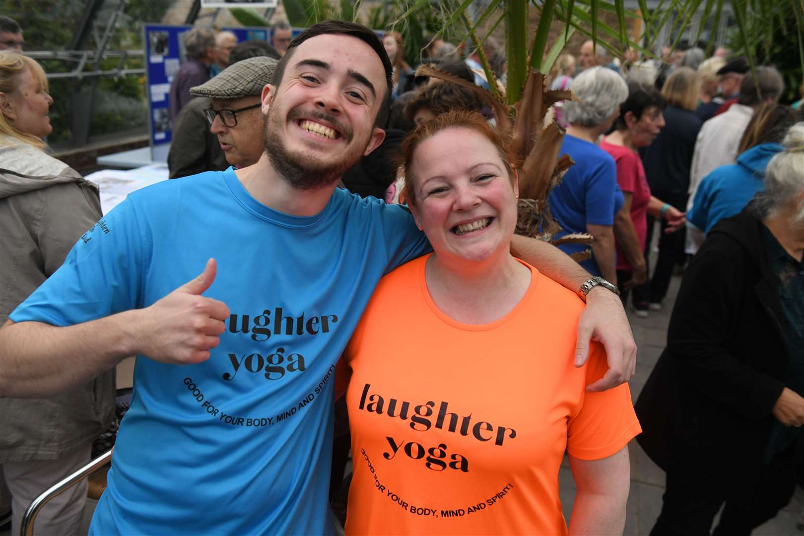 Jamie Thomson and Natalie Gilray of Laughter Yoga.