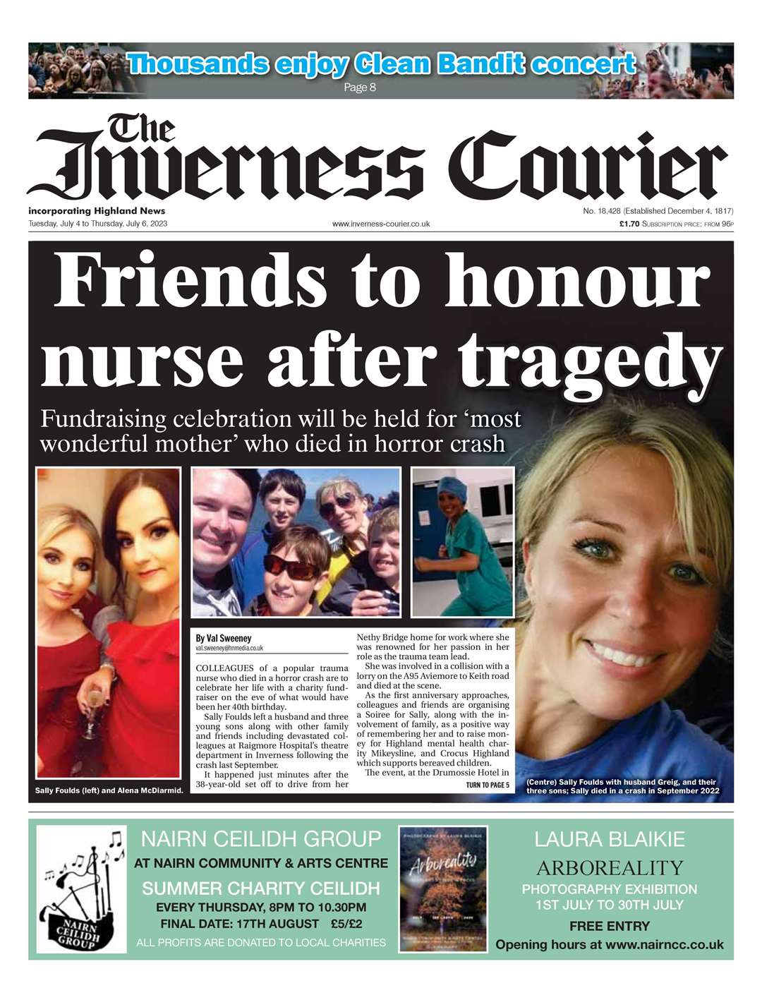 The Inverness Courier, July 4, front page.