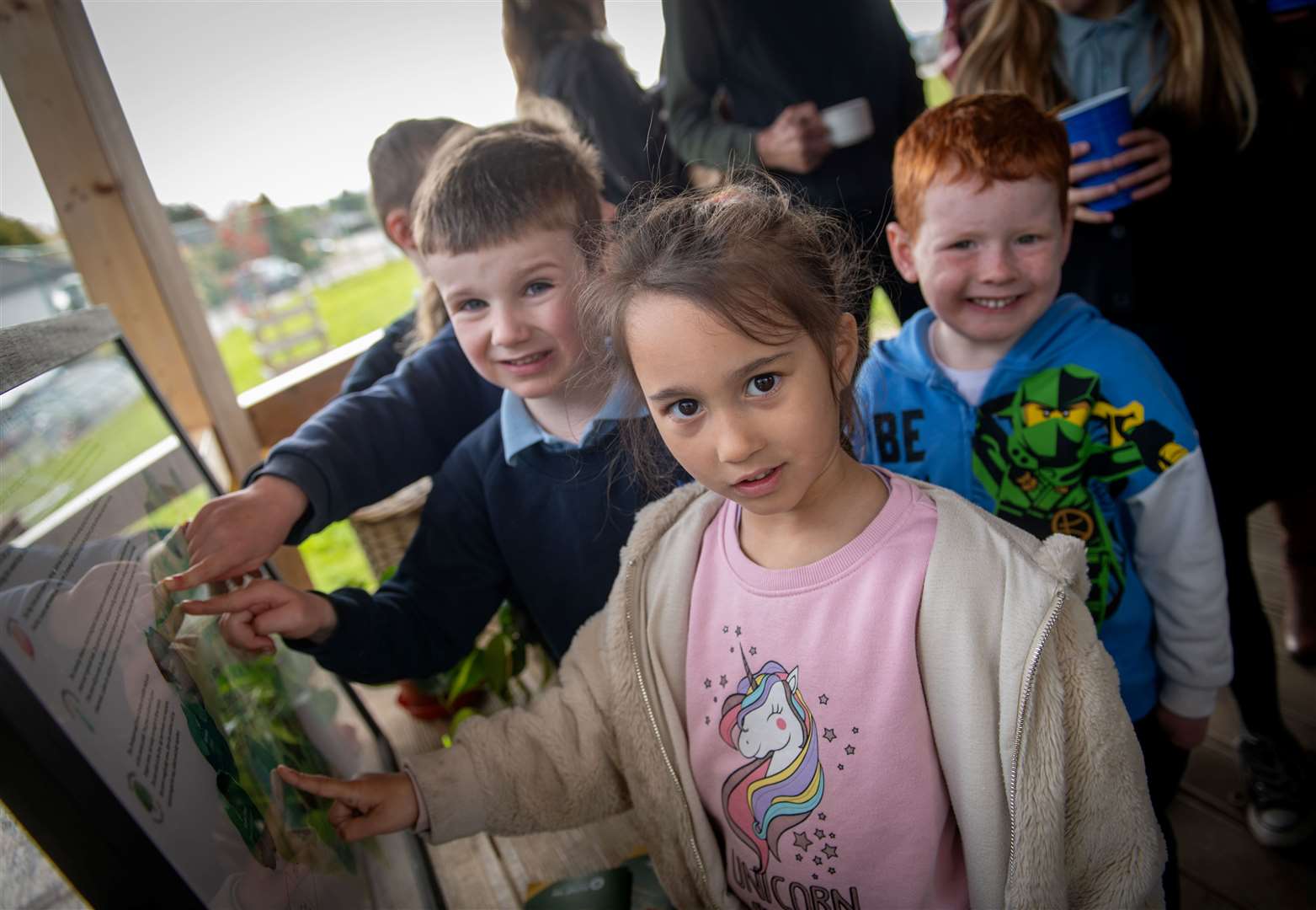 Some of the children from North Kessock Primary, breaking ground. Picture: Callum Mackay.
