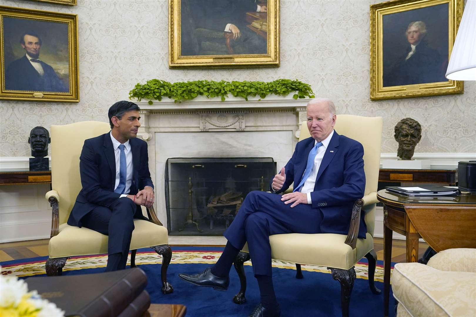 Prime Minister Rishi Sunak and US President Joe Biden in the White House (Niall Carson/PA)