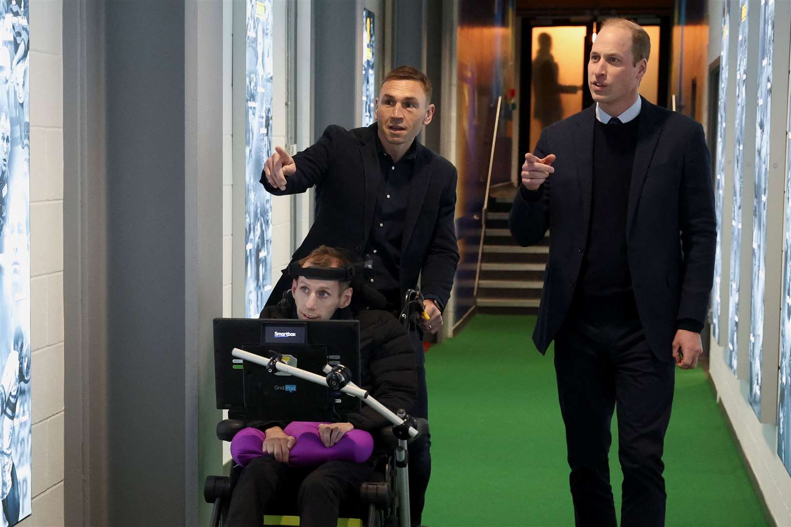 The Prince of Wales meets Rob Burrow and Kevin Sinfield during a visit to Headingley Stadium (Phil Noble/PA)