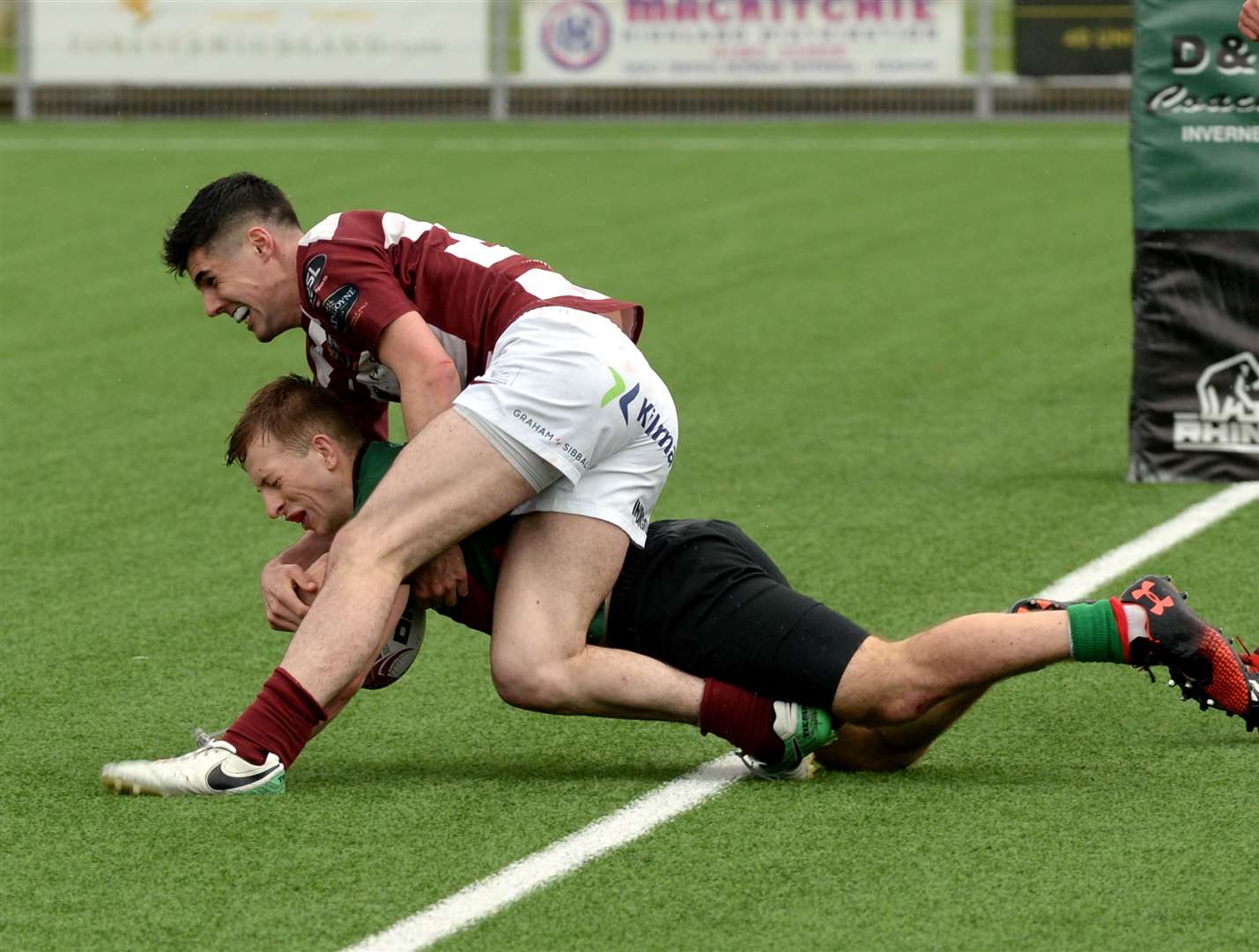 Highland defeated Watsonians in the preliminary round of the Scottish Cup, thanks in part to this try by Hugo Crush. Picture: James MacKenzie