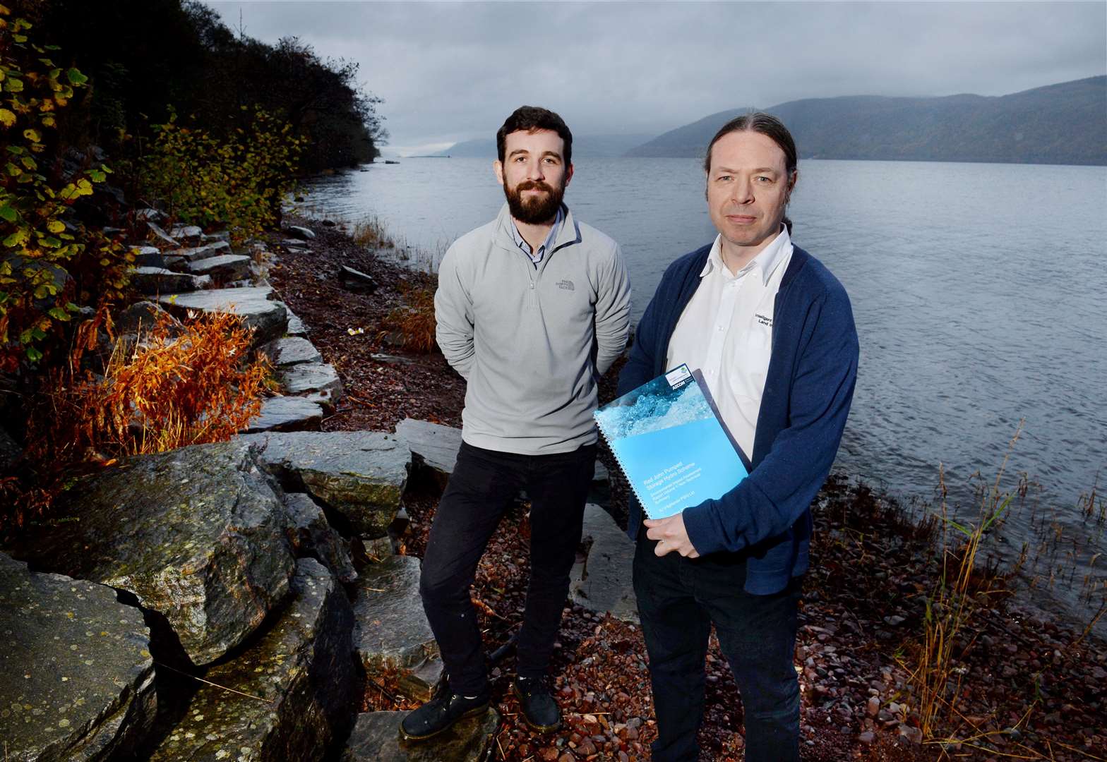 David Lee of AECOM and Ross McLaughlin, ILI technical advisor, on the shore of Loch Ness during a drop-in session in Dores last year. Picture: Gary Anthony/HNM
