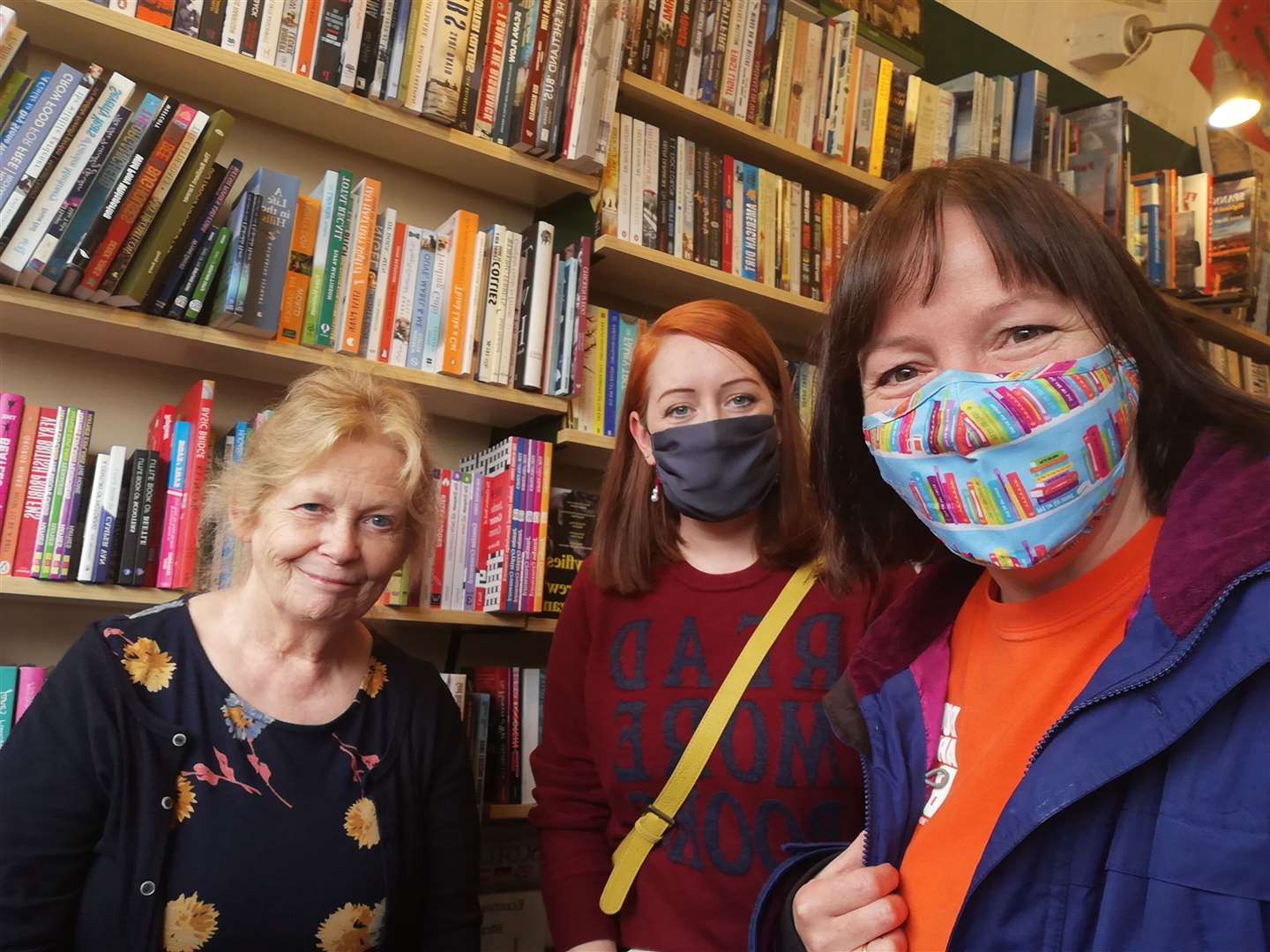 Barbara at The Bookmark in Grantown with owner Marjory Marshall (left) and writer Caroline Logan (centre).