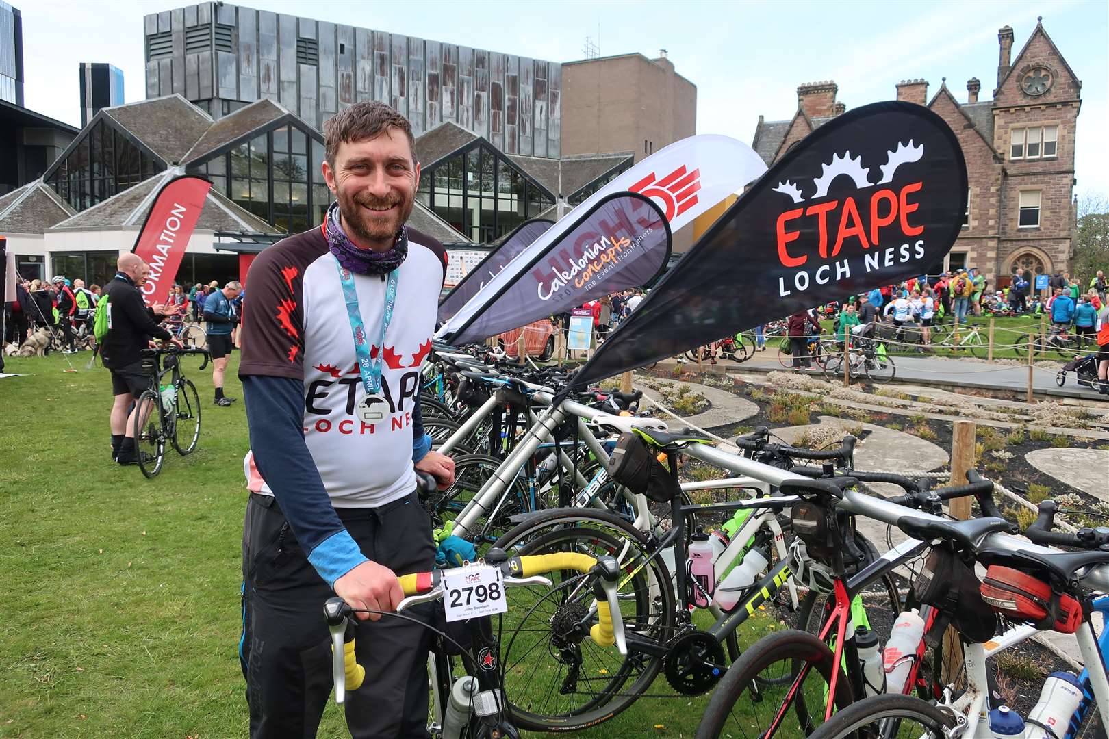 John with his medal after completing the 2019 Etape Loch Ness.