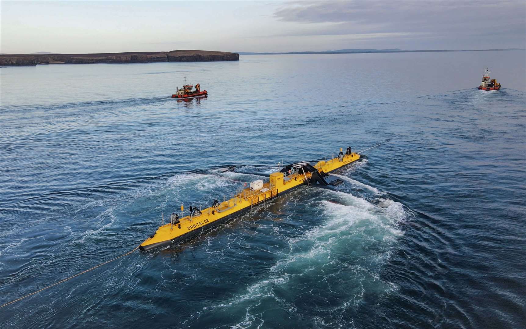 The Oribital O2 floating tidal turbine just off Orkney.