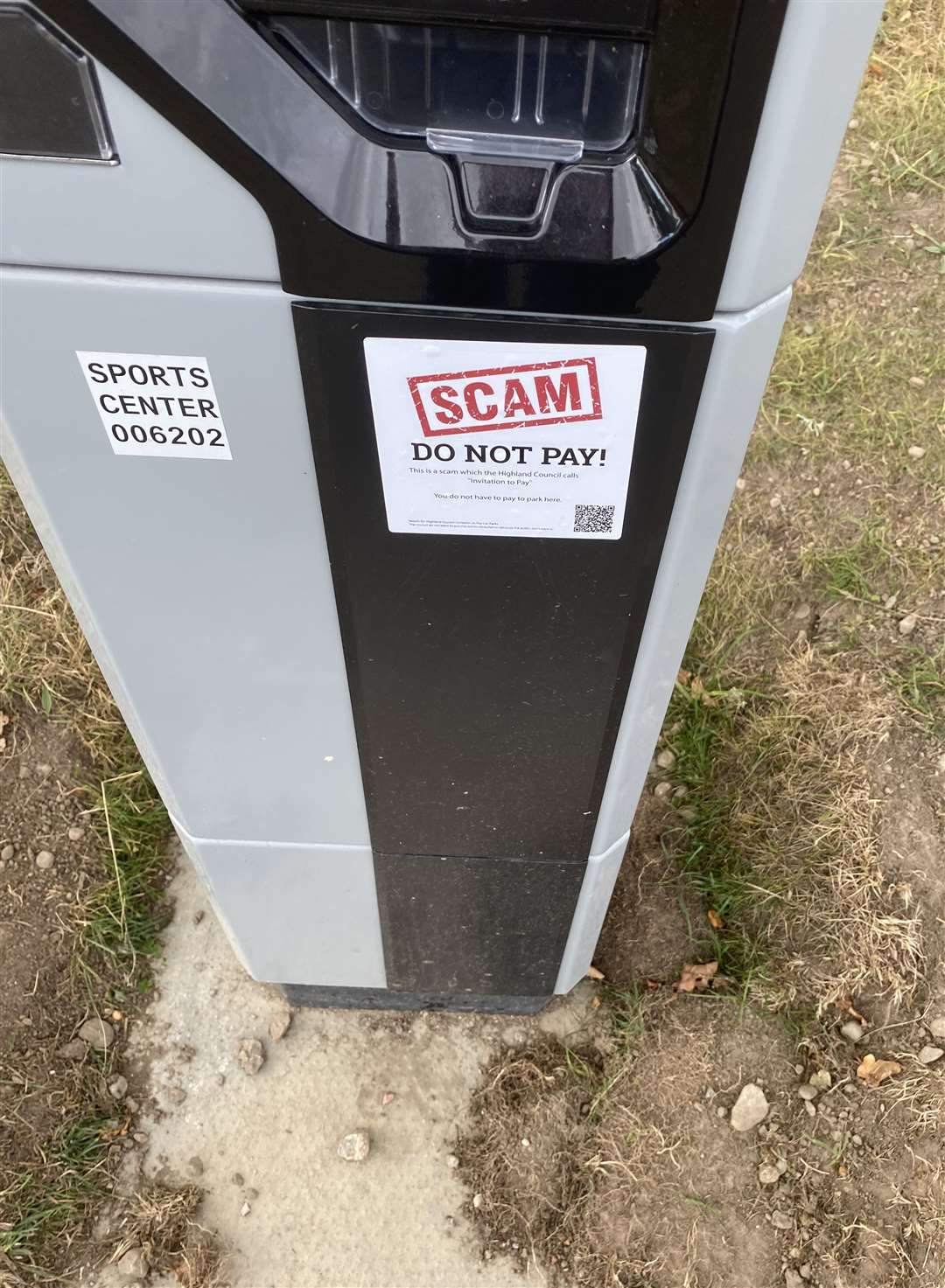 One of the stickers placed on a parking meter in Inverness.
