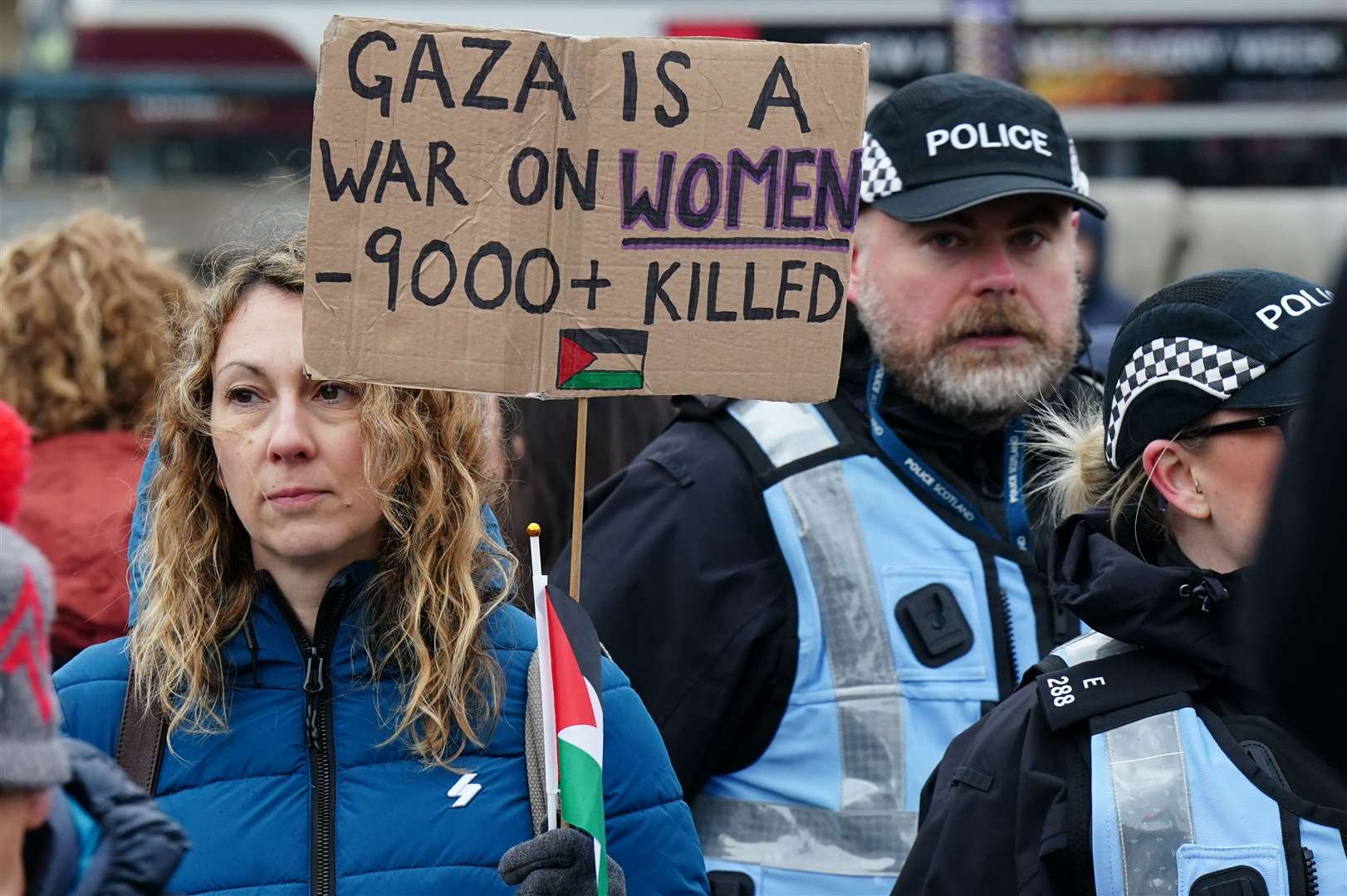 Protesters during a pro-Palestine rally in Edinburgh organised by the Scottish Palestine Solidarity Campaign, calling for a ceasefire in the conflict between Israel and Hamas (Jane Barlow/PA)