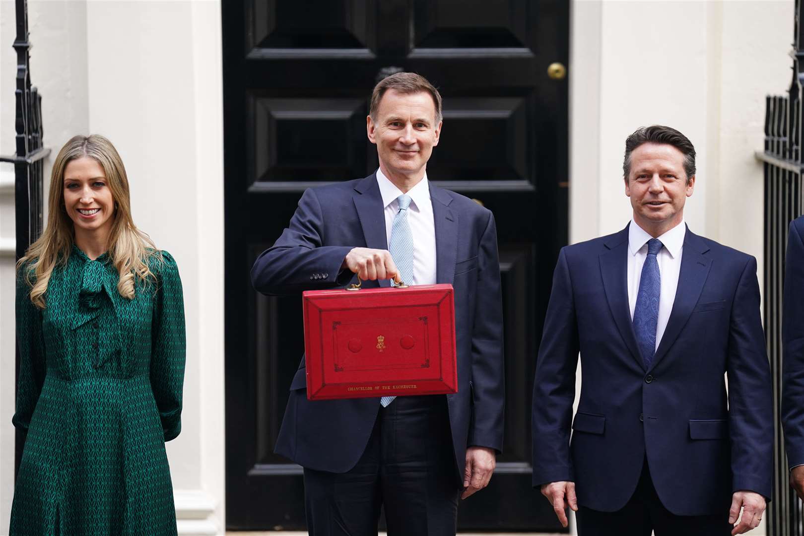 Chancellor of the Exchequer Jeremy Hunt posing with his Budget box (James Manning/PA)