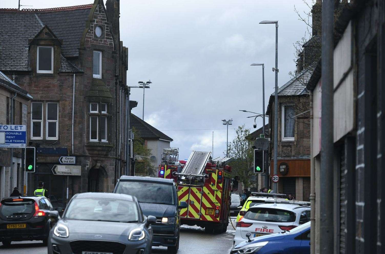 Grant Street with traffic and fire appliance in attendance. PICTURE: JAMES MACKENZIE