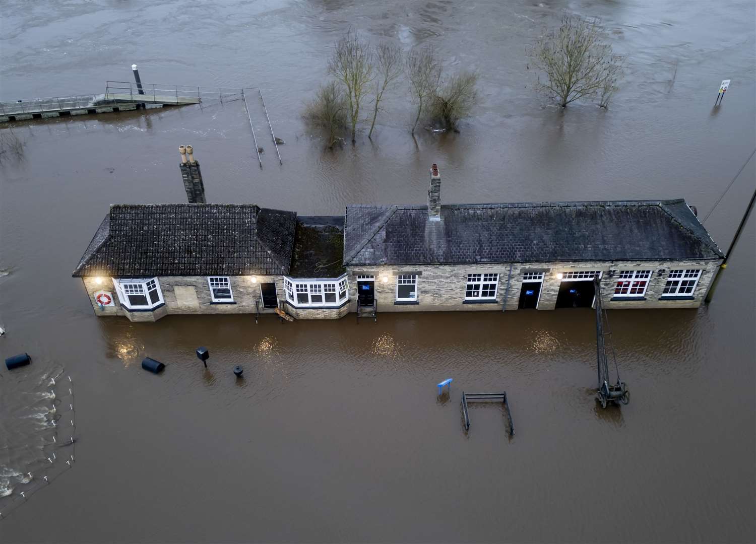 Floodwater at Naburn Locks on the outskirts of York (Danny Lawson/PA)