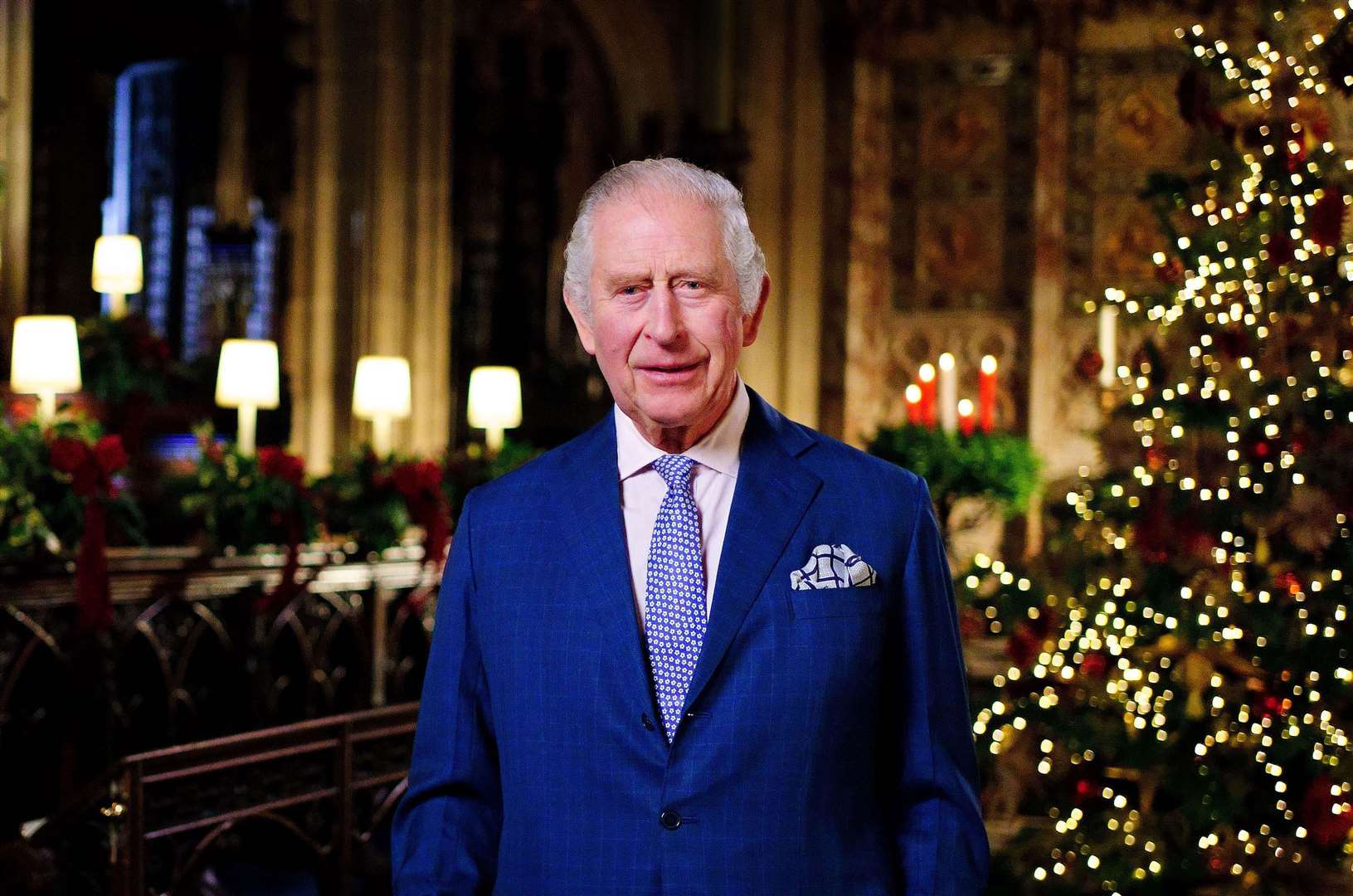 Charles III during the recording of his first Christmas broadcast in December 2022 (Victoria Jones/PA)