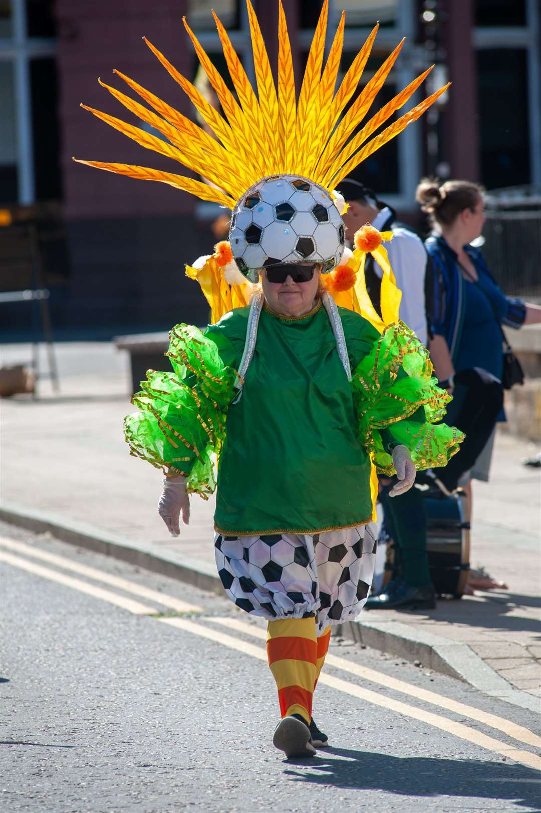 Local resident embraces fancy dress theme for the Book & Arts Festival High Street Takeover. Pictures: Marc Marnie.