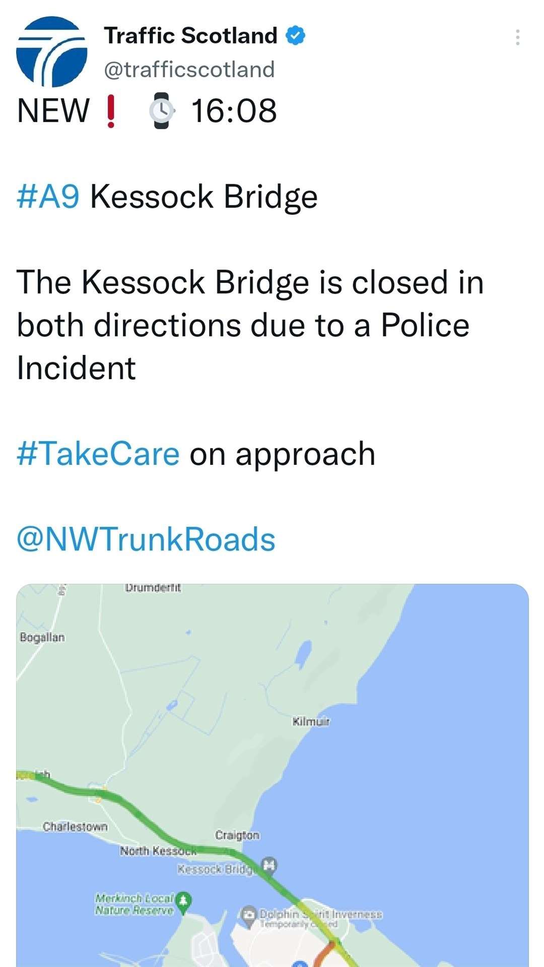 Traffic Scotland alert