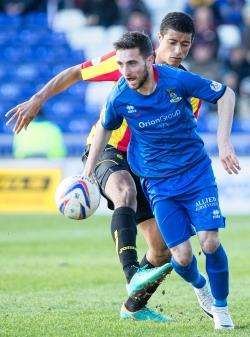 Aberdeen were this week linked to ICT's Graeme Shinnie, pictured here in action against Partick Thistle's Lyle Taylor. The Highlanders have issued a 'hands off' warning to all potential suitors.
