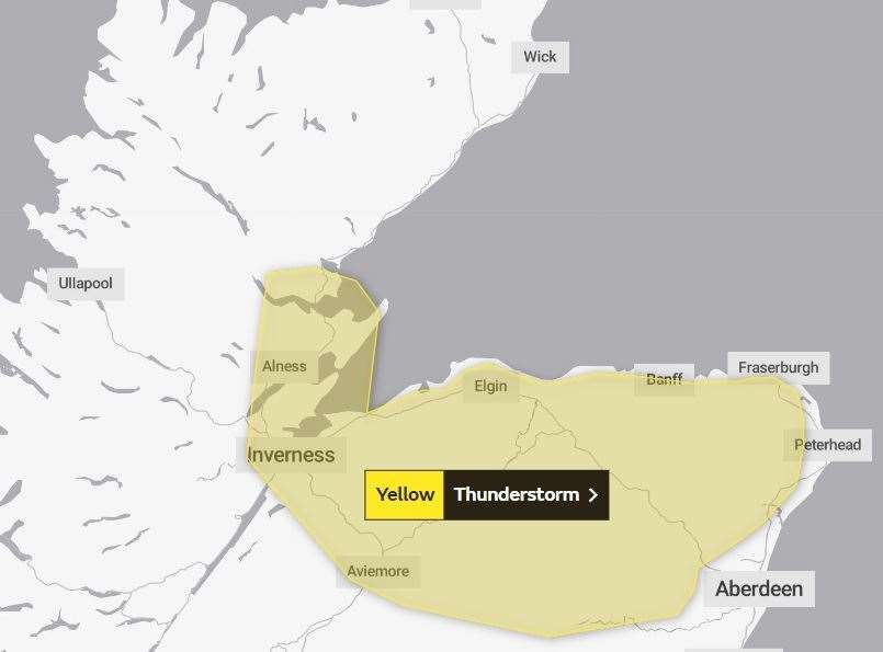 The area covered by the yellow weather warning. Picture: Met Office.
