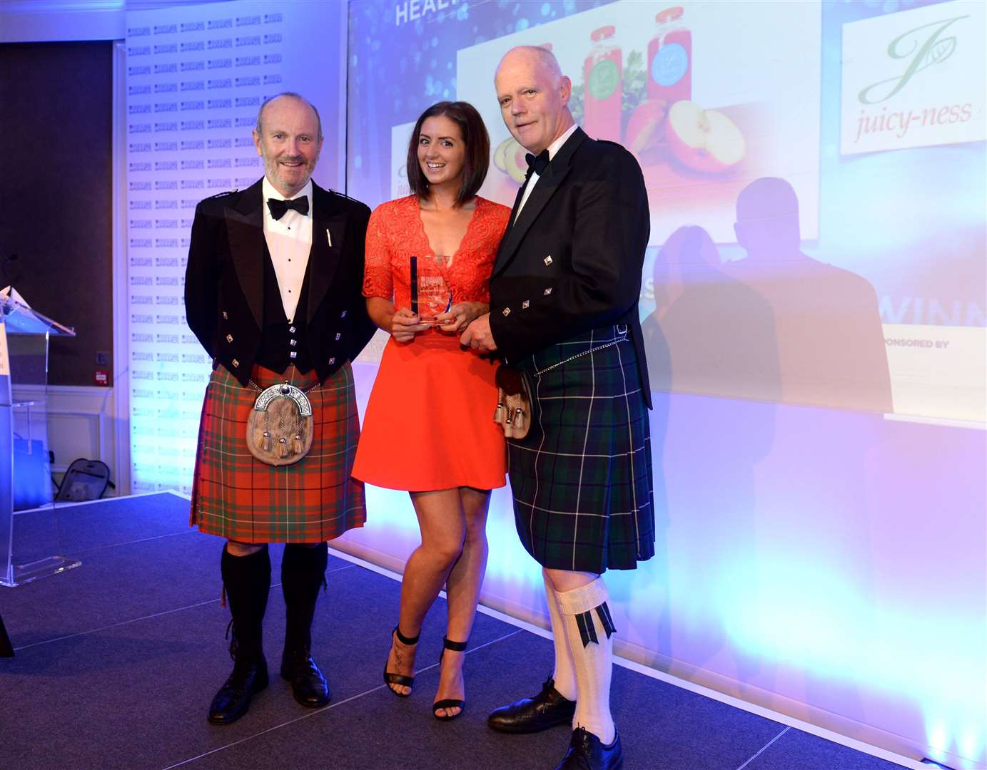 Alison receiving the healthier food and drink award at the Highlands and Islands Food Awards 2016, Kingsmills Hotel Inverness.