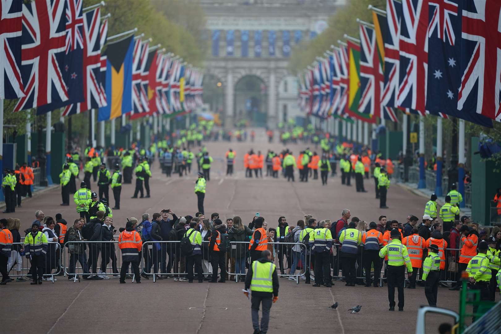 Barriers were in place to direct crowds to the correct spots along the parade route (Niall Carson/PA)
